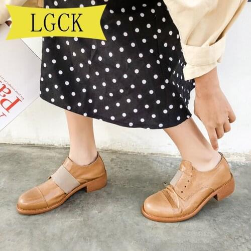 Plus Size 34-41 Oxford Flat Platform Woman Shoe Handmade Soft Bottom Casual Shoes Genuine Leather Flats Soft Comfortable Shoes