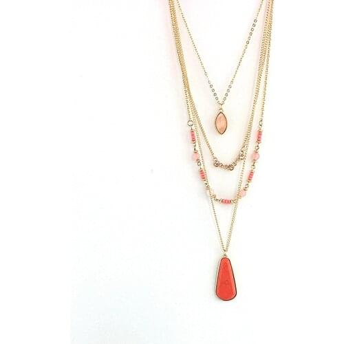 MELIHE Female Waterdrop Stone Pendant Multi-Layer Necklaces Female 2019 Pink Color Crystal Beads Women Necklace Colar Sne160102