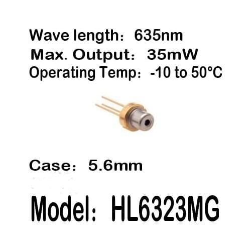 1-20pcs/lot HL6323MG HL6323 635nm 35mW 5.6mm -10 to 50C operating temp Laser diode