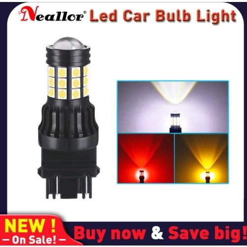 1PCS 3157 P27/5W T25 3057 4057 4157 Led Car Bulbs Brake Stop Parking Light Canbus NO Error Nonpolarity White Amber Red 12V 1156