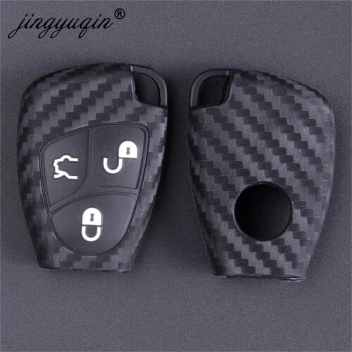 10pcs 3/4 Buttons Silicone Remote Key Fob Case For Mercedes Benz B C E ML S CLK CL 2B Key Fob Cover Carbon Fiber Car Styling