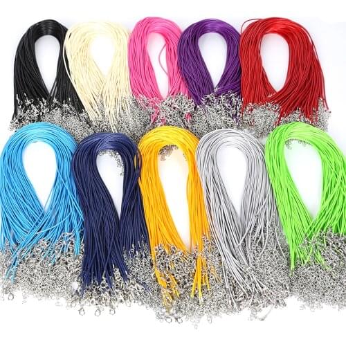 10Pcs/lot 1.5mm 2mm Adjustable Leather Cord Waxed Rope Thread Necklace Extender Chain Lobster Clasp DIY Jewelry Making Findings