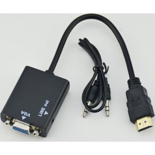 100pcs HDMI to VGA female and with 3.5mm Jack Audio cable Video Converter Adapter For TV PC Laptop DVD