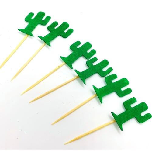 20pcs Cactus Cake Topper Flags Birthday Party Decorations Supplies For Home Decor Dinner Tableware Children Room Dessert Baby