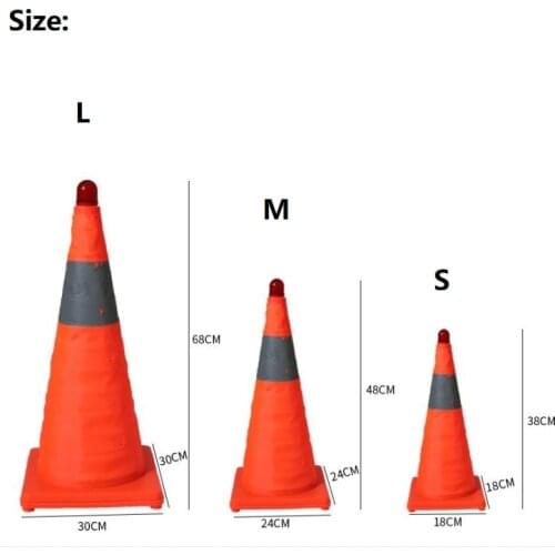 38cm/48cm/68cm High Folding Reflective Telescopic Cone Plastic Roadblock Road Traffic Facilities Flashing Warning Lights Signs