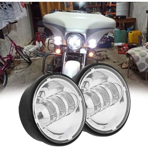 4.5 Inch LED Fog Lights Projector Auxiliary Moto Headlight Motorcycle Passing Fog Light Lamps With DRL For FLHTCU FLSTC FLHRC