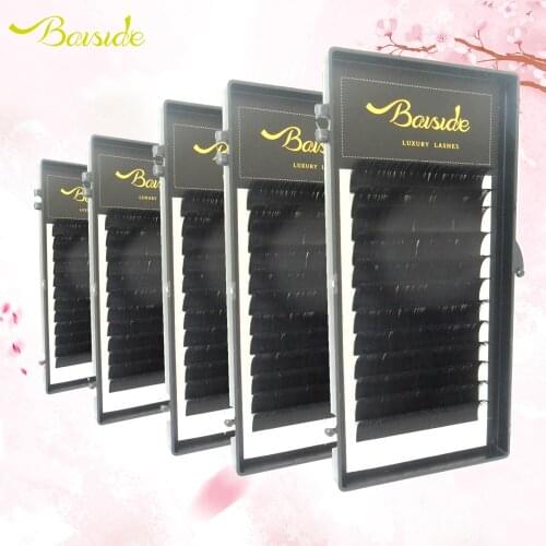Baiside False Eyelash Extension 12 Lines/Tray Silk Soft Individual Eye lash Extensions C/D Curl Volume Lashes