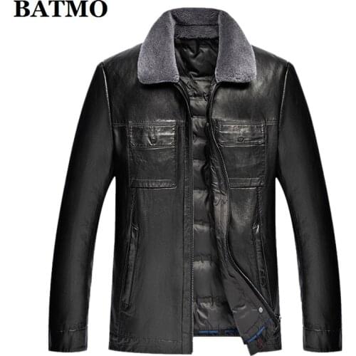 BATMO 2020 new arrival winter ,fake leather 90% white duck down jackets men,warm thicked prakas,plus-size 2262
