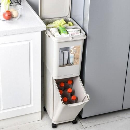 White Kitchen Large Trash Bin Bedroom Rectangle Modern Trash Bin Standing Rangement Cuisine Household Cleaning Tools BD50WB