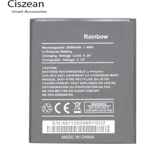 Ciszean 5x 3.7V 2000 mAh Replacement Rainbow Battery For Wiko RAINBOW Batterie Bateria Baterij Cell Phone Batteries