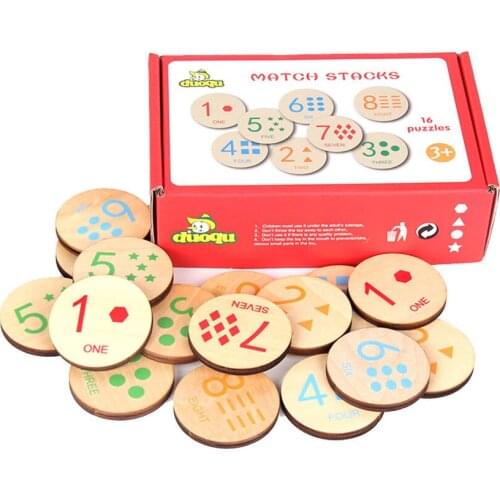 Wooden Number Memory Chess Match Stacks Game Training Cartoon Animal Digital Animal Building Learning Educational Toys Children