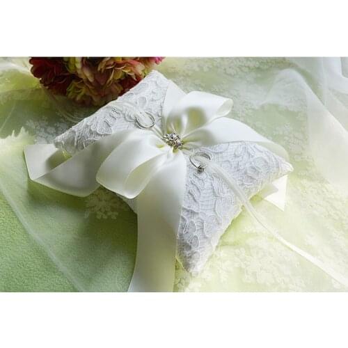Elegant bowknot Lace Wedding Gift Ring Pillow Cushion Rectangle Party Wedding Accessories Decoration Bride products 16X20