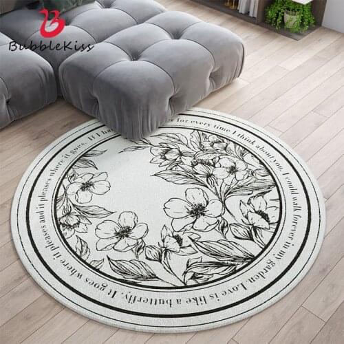 Bubble Kiss Nordic Round Lamb Wool Flower Carpets For Living Room Bedroom Coffee Table Mats Retro Simple Home Decor Comfort Rugs