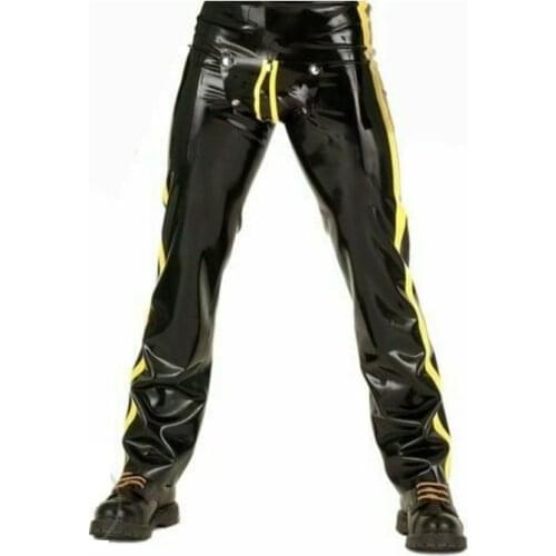 Latex Catsuit Gummi Rubber Pants with Front Zipper Buckle Open Customized 0.4mm Men Halloween Cosplay Costumes