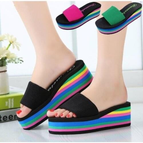 Fashion Slipper Women Shoes Platform Bath Slippers Wedge Casual Beach Shoes Womens Slippers High Heel Sandals Flip Flops