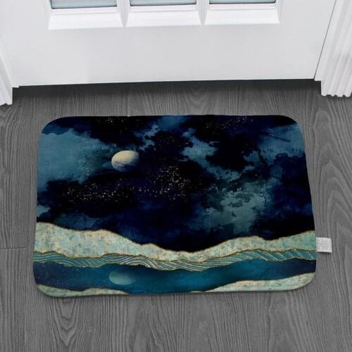 Fashionable graphic door mat for corridor decoration. Sunset ink floor door mat. Anti-slip super soft flannel carpet 40x120cm