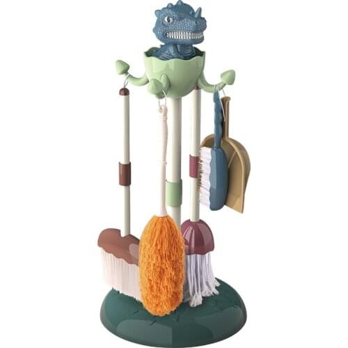 5 in 1 Kids Housekeeping Toys Set Splicable Dinosaur Broom Mop Brush Pretend Play Educational Cleaning Toys Tool Set For Kids