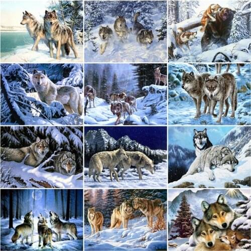 AZQSD Unframe DIY Oil Painting By Numbers Wolf Handpainted Gift Coloring By Numbers Animal Picture For Living Room Home Decor