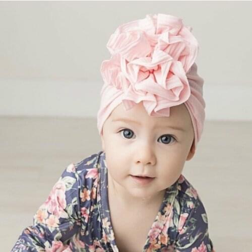 New Flower Baby Hat for Girls Princess Cotton Baby Beanie Elastic Toddler Baby Turban Hats Infant Girl Cap 20 Colors