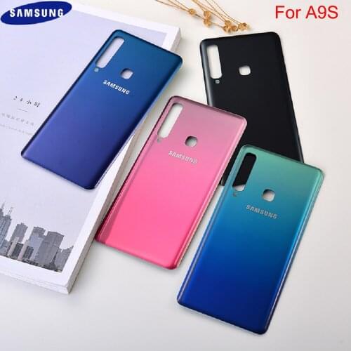 Original Samsung A9 2018 A9S Back Battery Cover Glass Rear Door Housing Case Protection Repair Parts For Galaxy A92 A920 & Logo