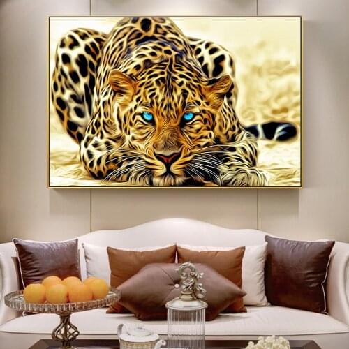 Golden Cheetah Posters And Prints Modern Animals Decorative Wall Pictures Leopard Canvas Paintings For Living Room Cuadros Decor