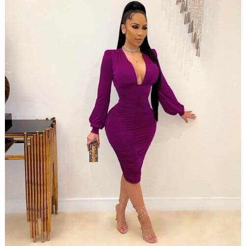 VAZN 2020 New Solid Fashion Summer Office Formal Long Sleeve V-neck Elegant Fashion High Waist Women Thin Mini Dress