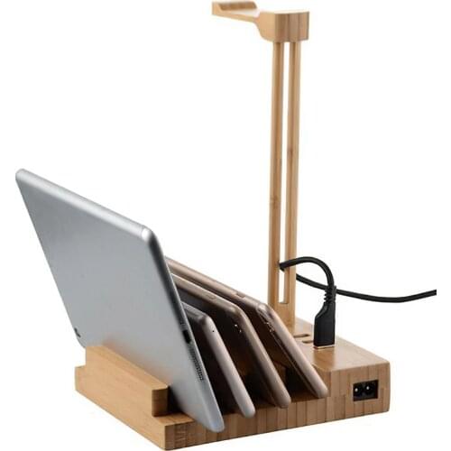 Headphone Stand Wooden Headset Holder Universal Desk Display Hanger With USB Interface EU Plug Cable Good Qualtiy Fashion