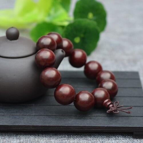 Drop Shipping 14mm18mm 20mm Fashion dark red Wood Bracelet Round Buddha Beads Bracelet Hand String Gift for Men Wood Jewelry
