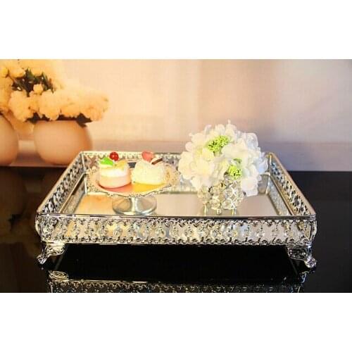 39*26cm rectangle decorative crystal tray serving tray glass fruit bowl tray for food decorative serving trays FT016