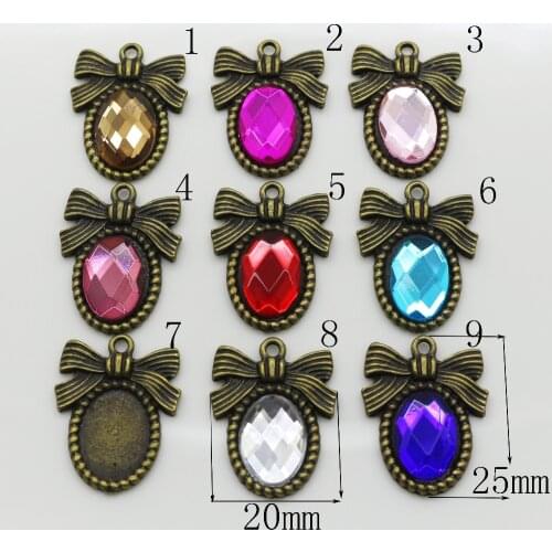 Romant Oval 10Pc Retro color crystal buttons Heart pendant Earring accessories DIY wedding Accessories decoration buckle