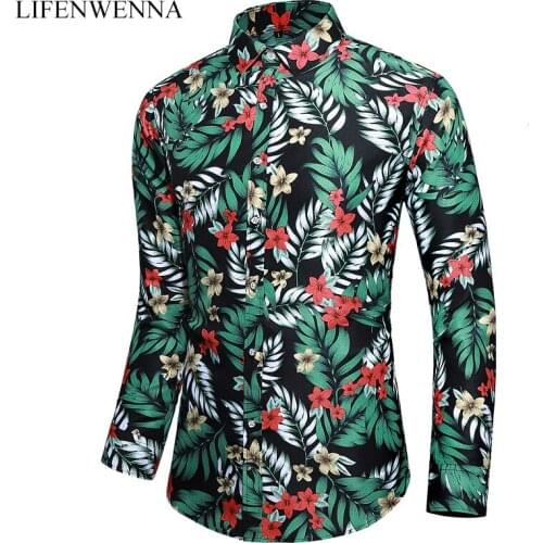 Spring New Fashion Flower Printed Long Sleeve Shirts Men 2020 Casual Plus Size 5XL 6XL 7XL Shirt Mens Business Office Shirt
