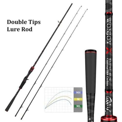 DREAM Series Casting Spinning Fishing Rod Double Tips MH M ML Fast Action Lure Rod X-cross Carbon Integrated Handle Fishing Rod