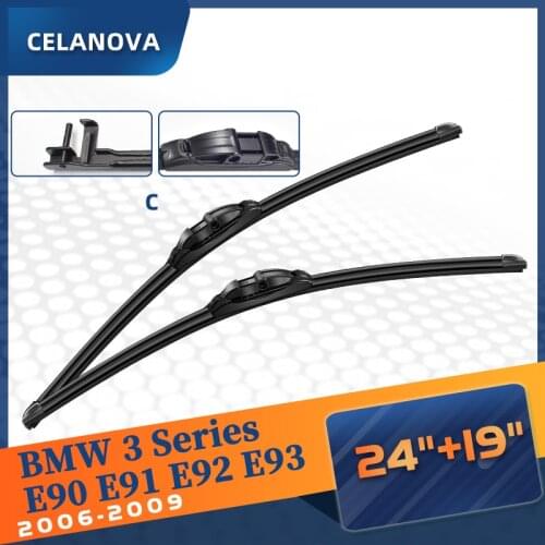 Windshield Wiper Blade For BMW 3 Series E90 E91 E92 E93 2006-2009 Frameless Windscreen Rubber Wipers 24"+19"