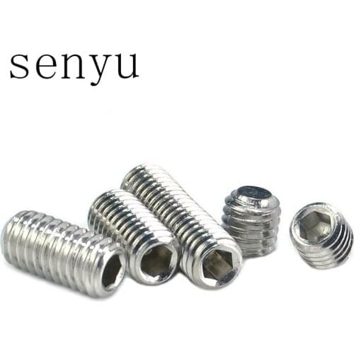 LUCHANG 50Pcs M3 M4 Free Shipping 304 Stainless Steel Metric Thread Grub Screws Flat Point Hexagon Socket Set Screws Headless