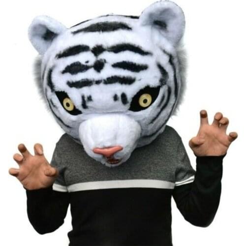 Cute Newly Cosplay Party Dress Tiger Custome Fursuit Animal Mask Halloween Lifelike Christmas Birthday Unisex Gifts
