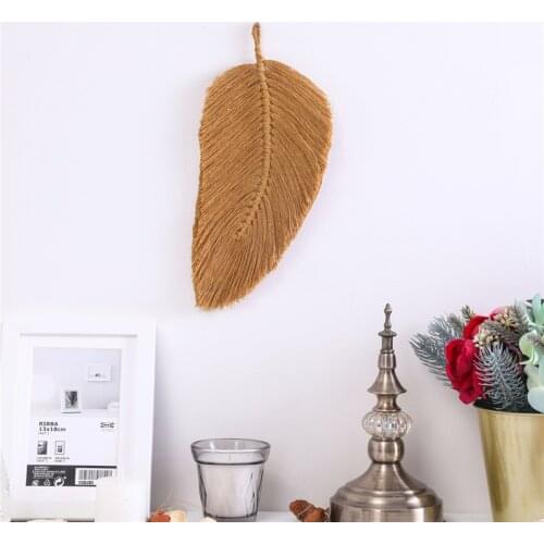 Nordic Fashion Tapestry Leaves Shape Wall Hanging Background Bedroom Decor Hand-woven Cotton And Linen Chic Ornaments