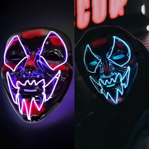 Halloween Glowing Mask LED Luminous Horror Mask Funny EL Cold Light Mask Halloween Party Role-playing Supplies
