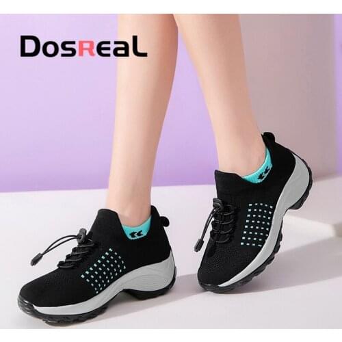 Dosreal Women Flats Shoes Autumn Platform Flats Shoes For Females Socks Sneakers Ladies Breathable Fashion Slip on Casual Shoes