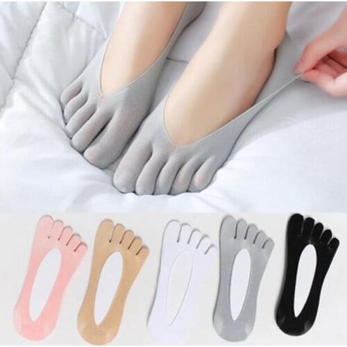 Women Summer Five-finger Socks Ladies Toe Socks Orthopedic Compression Socks Silicone Anti-skid Breathable Ultra Low Gel Socks