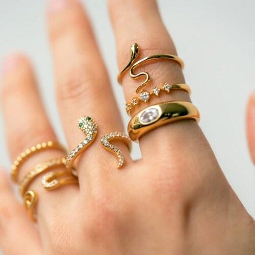 Hip-hop Copper rings for women female fashion personality niche design luxury serpentine index finger ring Jewelry Accessories