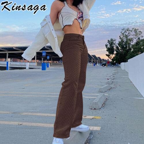 Vintage Brown Y2k Ripped Hole Baggy Straight Pants Streetwear Indie Aesthetic Low Rise Wide Leg Trousers Women Distressed Jeans