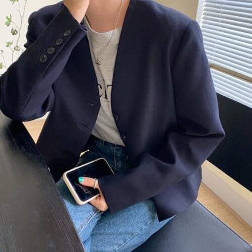New 2021 Spring Autumn Womens Blazers Jackets Fashionable Vintage Oversize Elegant Office Lady Short Tops Z231