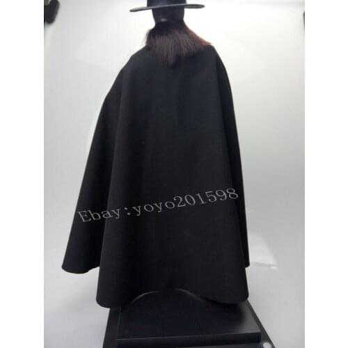 1:6 Scale Figure Accessory Black V For Vendetta Cloak For 12" Male Body Doll Toy