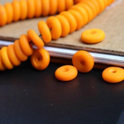 10Pcs 11mm*4mm Handmade Lampwork glass beads Abacus beads Space Beads Yellow Orange for Bracelet Necklace jewelry Making &DIY