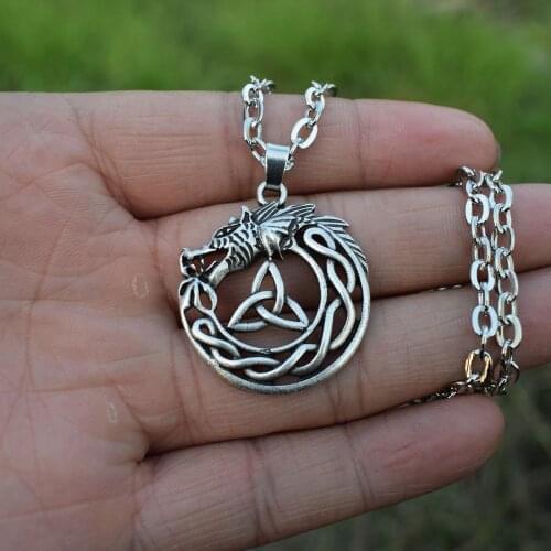 Celtic Dragon Necklace Trinity Knot Mens Pendant Necklaces Viking Jewelry 12pcs