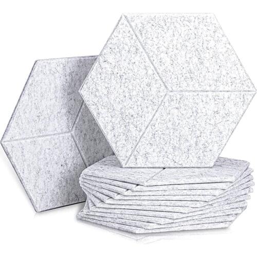 12 Pcs Acoustic Foam Panel Hexagon Acoustic Panels for Acoustic Treatment,Beveled Edge Tiles for Echo Bass Insulation Promotion