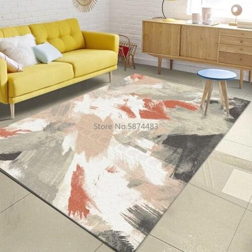 200*300cm Modern Abstract Watercolor Coral Red Powder Off-white Living Room Bedroom Bathroom Kitchen Door Mats Custom