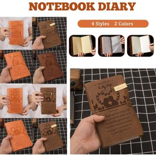 20x12cm Vintage Leather Back Sketch Book Handmade Journal Notebook Diary Hand Account To My Wife&Mom&Husband&Daughter