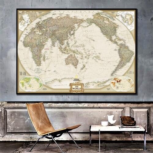24x36 inch The Wolrd Political Map Wolrd Map For Living/Study Room Wall Decor Canvas Painting