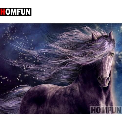 HOMFUN Full Square/Round Drill 5D DIY Diamond Painting "Animal horse" Embroidery Cross Stitch 5D Home Decor Gift A14386